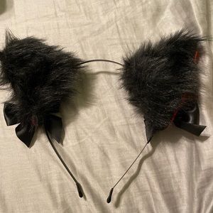 hot topic red and black cat ears headband